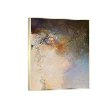 Imagem de MUHJDYC Zao Wou-ki Pintura famosa abstrata - imagem de arte em tela - arte de parede para sala de estar - reprodução de impressões (10.03.82) 20x25cm-8x10in moldura prata