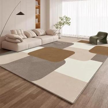 Imagem de Tapete geométrico moderno para sala de estar, decoração de estilo simples, macio, grande, cabeceira de quarto, antiderrapante, lavável (200x200cm 78x78 pol./Pêlo de laço - 5)