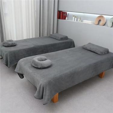 Imagem de MWNAGO Lençóis De Mesa Massagem Profissional Com Orifício Para O Rosto 47 X 87 Pol., Quentes E Macios Spa, Capa Cama Salão Beleza (Apenas 1 Lençol Cinza)