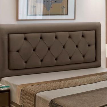 Imagem de Cabeceira Estofada Madeira Casal Belinha Reta (Marrom)
