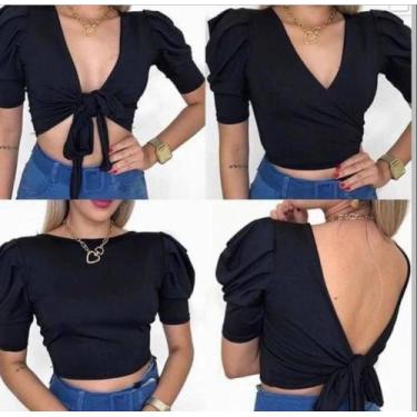 Imagem de cropped feminino multiformas manga bufante - propria