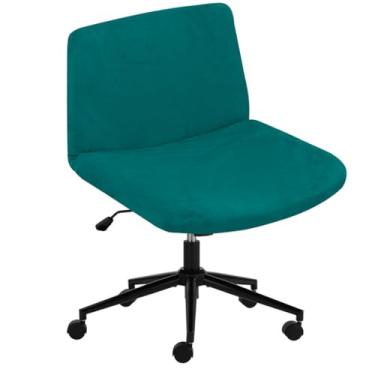 Imagem de Bifaun Vogel Capa para cadeira de escritório sem braços cruzada, com detalhes cruzados, entrepernas, entrepernas, protetor de toucador giratório nas costas, verde esmeralda, 1 pacote