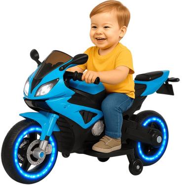 Imagem de Mini Moto Eletrica Esportiva Importway Azul 6V Com Luzes LED