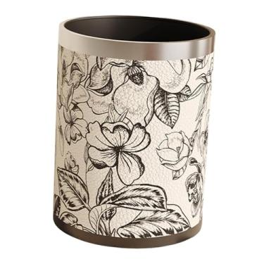 Imagem de YWJLQH Lixeira de couro PU, balde de lixo, cesto de lixo de grande capacidade, lixeira de banheiro para quarto, escritório, casa, estudo, penteadeira, Style C