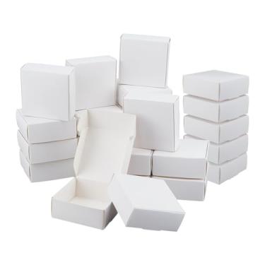 Imagem de OLYCRAFT 50 peças pequenas caixas de papelão quadradas 7 x 7 x 3 cm caixa kraft caixa de correio ondulado caixas de presente de papelão branco para embalagem de presente itens pequenos