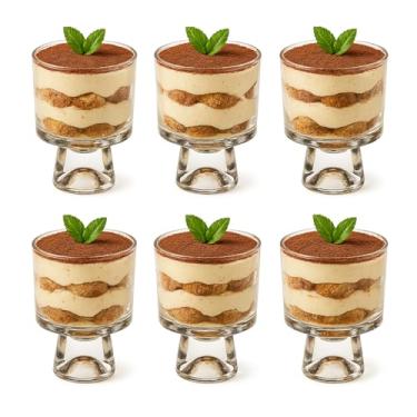 Imagem de MQMCPDS Copos de sobremesa de vidro de 227 g (conjunto de 6): Copos de sobremesa requintados para pudim, sundae, sorvete, bolo, frutas, saladas e coquetéis - Também perfeito para uso como tigelas de