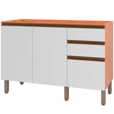 Imagem de Balcão sem Tampo 2 Portas 3 Gavetas 120cm Macadâmia Telasul, FREIJO/BR