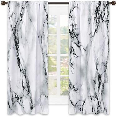 Imagem de Cortinas blecaute de mármore – Cortinas de quarto e sala de estar com isolamento térmico, economia de energia e redução de ruído, L 132 x C 150 cm