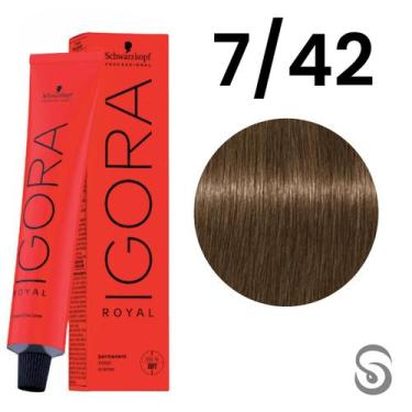 Imagem de Schwarzkopf Royal Beges 7-42 Louro Médio Bege Fumê 60g, UNICA