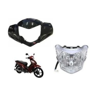 Imagem de Kit Farol Bloco Optico E Carenagem Shineray Jet 50 Preta - Smart
