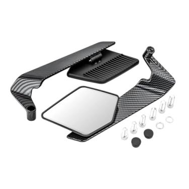 Imagem de predolo Espelhos retrovisores de motocicleta genéricos com parafusos M8 M10 Suporte de liga de alumínio Espelho lateral de asa de vento elegante ajustável, Preto Cinza