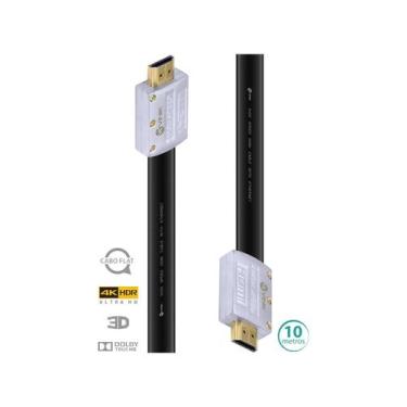 Imagem de Cabo Hdmi 2.0 4k Ultra Hd 3d Conexão Ethernet Flat Com Conector Desmon