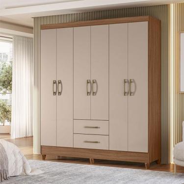 Imagem de Guarda Roupa Casal Ambiente Panamá 6 Portas Carvalho Fendi - Moval