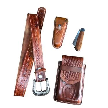 Imagem de Kit Acessórios Bainha e Canivete Capa de Celular e Cinto (havana, 120cm/ tam 44 e 46)