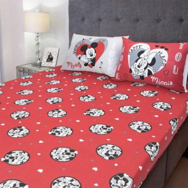 Imagem de Jogo de Cama Casal Mickey Minnie Lovers Lençol 2 Fronhas - Disney
