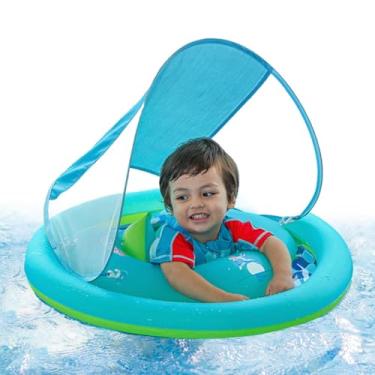 Imagem de Flutuador de Natação para Bebé, Flutuador de Piscina para Bebés com Proteção Solar, Brinquedos Aquáticos Infláveis para Crianças Atividades ao Ar Livre Verão Praia Viagens Férias