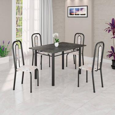 Imagem de Conjunto Sala de Jantar com 4 Cadeiras Lívia Bege / Preto