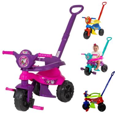 Imagem de Triciclo Carrinho de Passeio Infantil Com Empurrador e Pedal Kemotoca Baby Dog Motoca