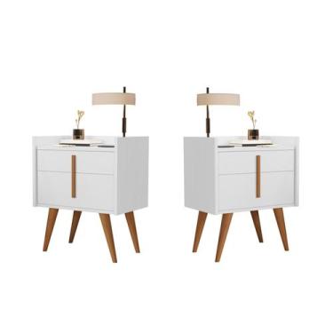 Imagem de Kit Com 2 Mesas De Cabeceira Quarto Retrô Decorativa Canto Lateral - D