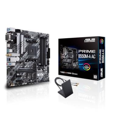 Imagem de ASUS Prime B550M-A AC AMD AM4 (3ª geração Ryzen Micro ATX placa mãe (PCIe 4.0, WiFi, memória ECC, 1Gb LAN, HDMI 2.1/D-Sub, 4K@60HZ, Cabeçalho RGB Addressable Gen 2 e Sincronização Aura)