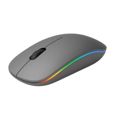 Imagem de Mouse Wireless 2.4GHz Recarregável com Iluminação RGB – Design Silencioso e Confortável (CINZA)