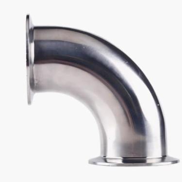 Imagem de Elbow Pipe, 19Mm-76Mm OD Sanitary Tri Clamp Ferrule 45/90/180 Degree Elbow Pipe Fitting Stainless Steel 304 Homebrew(90Degree,63mm x ferrule 77.5)