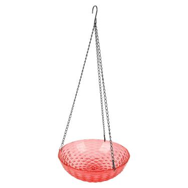 Imagem de Luocute Fonte Solar Banho de Pássaro Pendurado, Banheira de Pássaro de Metal Tigela Ao Ar Livre para Decoração de Pátio de Jardim Ao Ar Livre, Alimentador de Tinta de Borbulha de Banho (Vermelho)