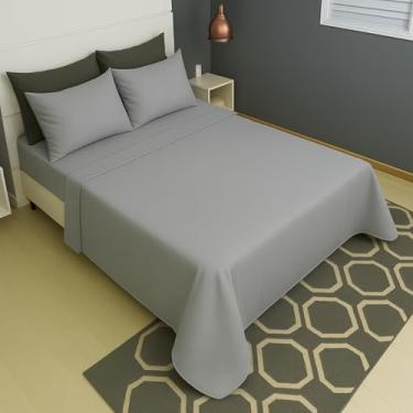 Imagem de Lençol Casal Sem Elástico Superior Malha Liso 100% Algodão (Cinza)