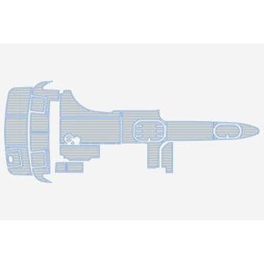 Imagem de HRTNMC Adequado para 2000-2005 Four Winns 280 Horizon Cockpit Swim Platform 1/4 polegada 6 mm EVA piso artificial - (cinza sobre azul)