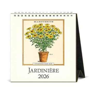 Imagem de Cavallini Calendário de mesa Jardiniere 2026, 15 x 16,5 cm, calendário de mesa permanente para 12 meses, ideal para amantes de plantas, pequeno e fofo