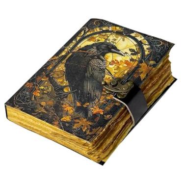Imagem de Diário de couro gótico mágico o corvo espiral diário de corvo misterioso diário de feitiçaria de grimório, ótimo para amantes de Halloween e corvos, diário de couro estético para homens e mulheres (18