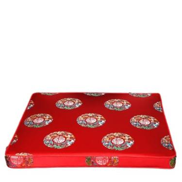 Imagem de Almofadas de assento personalizadas de brocado de seda chinesa, almofadas de cadeira com laços, cadeira de jantar, poltrona, poltrona, antiderrapante, decoração de casa (50 x 40 x 4 cm, vermelho