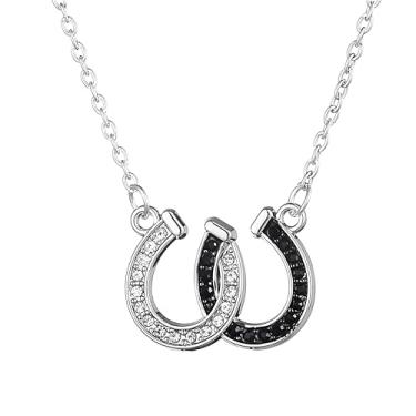 Imagem de WCRAZYE Colar de ferradura para mulheres delicado zircônia cúbica ocidental duplo U colar de ferradura pingente da sorte joias de cavalo presentes, Medium, Liga de aço, Zircônia cúbica