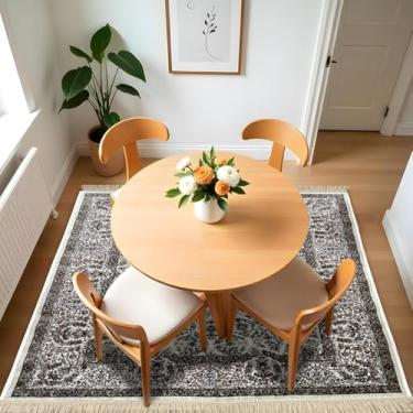 Imagem de 1 Tapete Belga Sala de Jantar Mesa Grande Es Cl 140 x 200 Vr (D10Cla Bege Branco Amarelo - Classico Medalhão Floral)