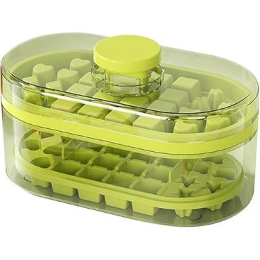 Imagem de forma de gelo silicone com tampa Bandeja para cubos, congelador portátil(Verde)