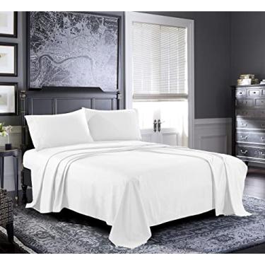 Imagem de Pure Bedding Jogo de lençol - California King [4 peças, branco] - Hotel Luxury 1800 microfibra escovada - macio e respirável - lençol com elástico alto, lençol de cima, fronhas