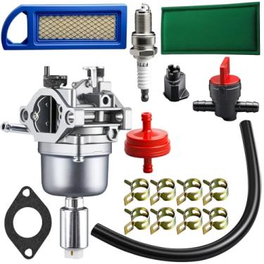 Imagem de Carburador para Briggs & Stratton 19 19,5 20 20,5 21 HP Motor Craftsman Riding Lawn Mower Tractor Intek Single Cylinder OHV Motor Nikki Carb com junta e ferramentas de limpeza, substitui OE 594601