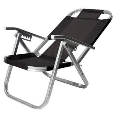 Imagem de Cadeira De Praia Reclinável 5 Posições Preta Botafogo