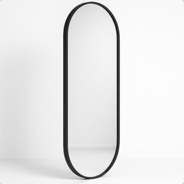 Imagem de Espelho Oval 110x50 Moldura Alumínio Design Retrô para Banheiro, Quart