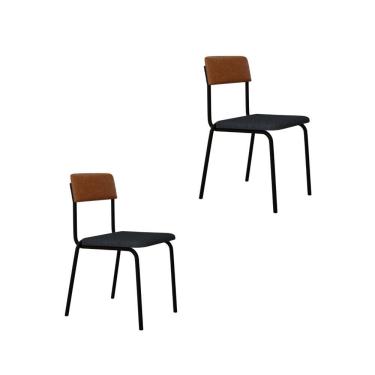 Imagem de Cadeira Fit Fixa C/4 Pes 475 X 505 X 810 Mm C/2 Un. Crt.cinza/courino Caramelo Crt Cinza/courino Caramelo