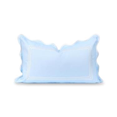 Imagem de Hofdeco Premium Capa de almofada lombar Coastal Grandmillennial Scalloped Patio Indoor Outdoor apenas, 30,5 cm x 50,8 cm repelente de água para quintal, sofá, piscina, moldura bordada azul bebê