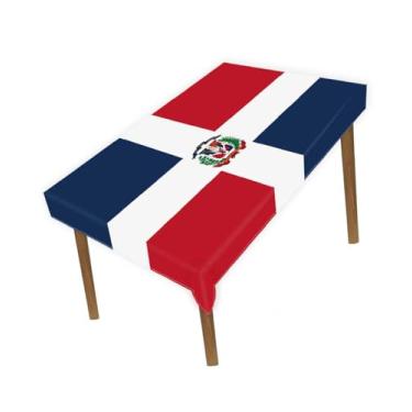 Imagem de Petite Pine Toalha de mesa grande Dominica de 1,5 × 2 metros, bandeira dominicana de 1,5 x 2 m, para decoração de casa e jantar