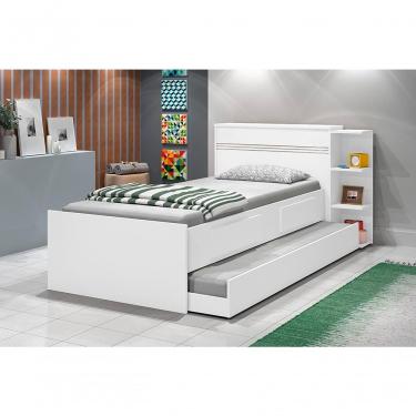 Imagem de Cama Baú Jade - 2 Gavetas 3 Nichos Branco - J&a Móveis