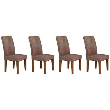 Imagem de Kit 4 Cadeiras Sala Jantar Lunara 4 Un Imbuia Suede Capuccino Rufato