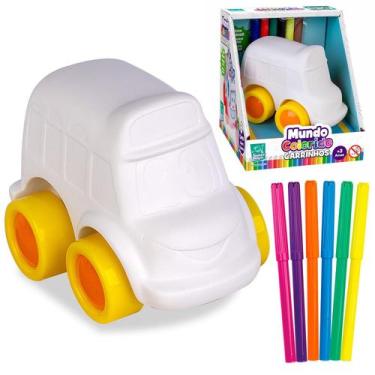 Imagem de Ônibus De Pintura Mundo Colorido Carrinho Com 6 Canetas Coloridas - Su