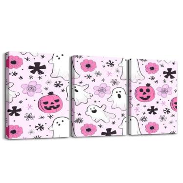 Imagem de jejeloiu Decoração de Halloween infantil arte de parede em tela para sala de estar quarto abóboras imagem decoração de parede para banheiro assustador Halloween crianças meninos meninas arte pôsteres