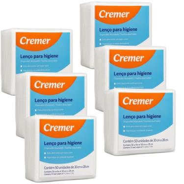 Imagem de Lenço para Higiene Corporal Cremer Toalha Descartável Adulto e Infantil 30x28cm Uso Hospitalar Banho no Leito Toque Macio Hipoalergênico (6 Pct - 300 Lenços)