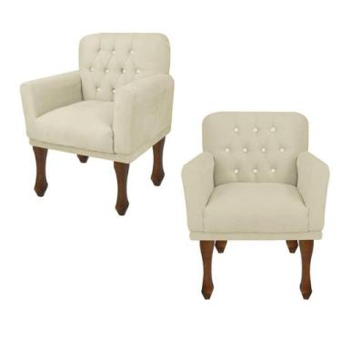 Imagem de Kit 02 Poltrona Decorativa Com Pés Retrô Safira - In-9 Decor, Corino B