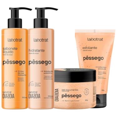 Imagem de Kit Banho Premium Labotrat Pêssego Completo 4 Produtos C/ Sais Corpo E Rosto Cheiro De Fruta