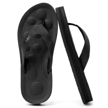 Imagem de QIGEGE Chinelo feminino confortável tapete de ioga sandálias antiderrapantes leves para caminhada, Preto escuro, 38